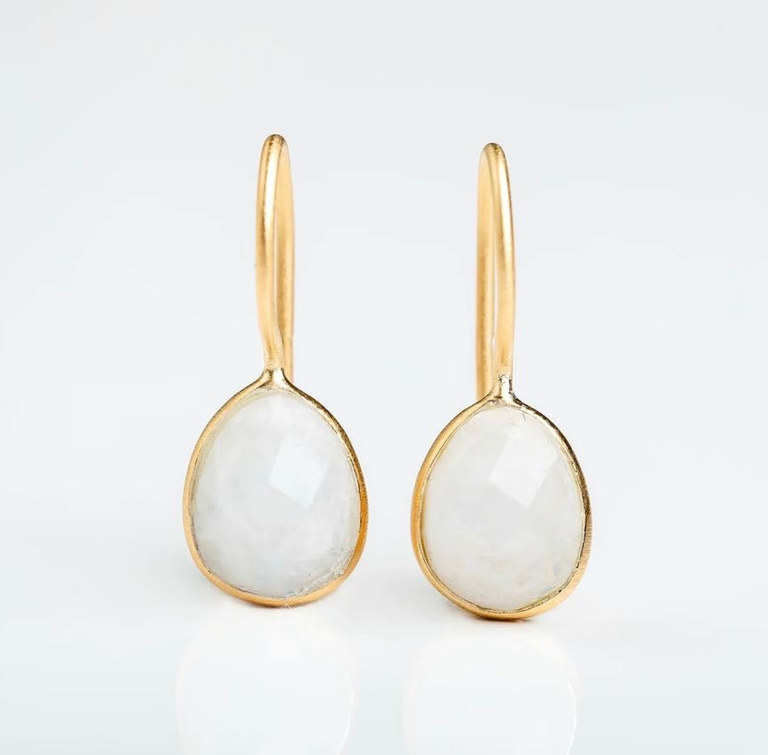 Gold Crystal Earrings- Moonstone