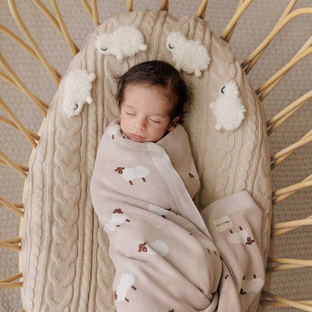 100% Luxury Cotton Swaddle Baby Blanket - Sheep Design