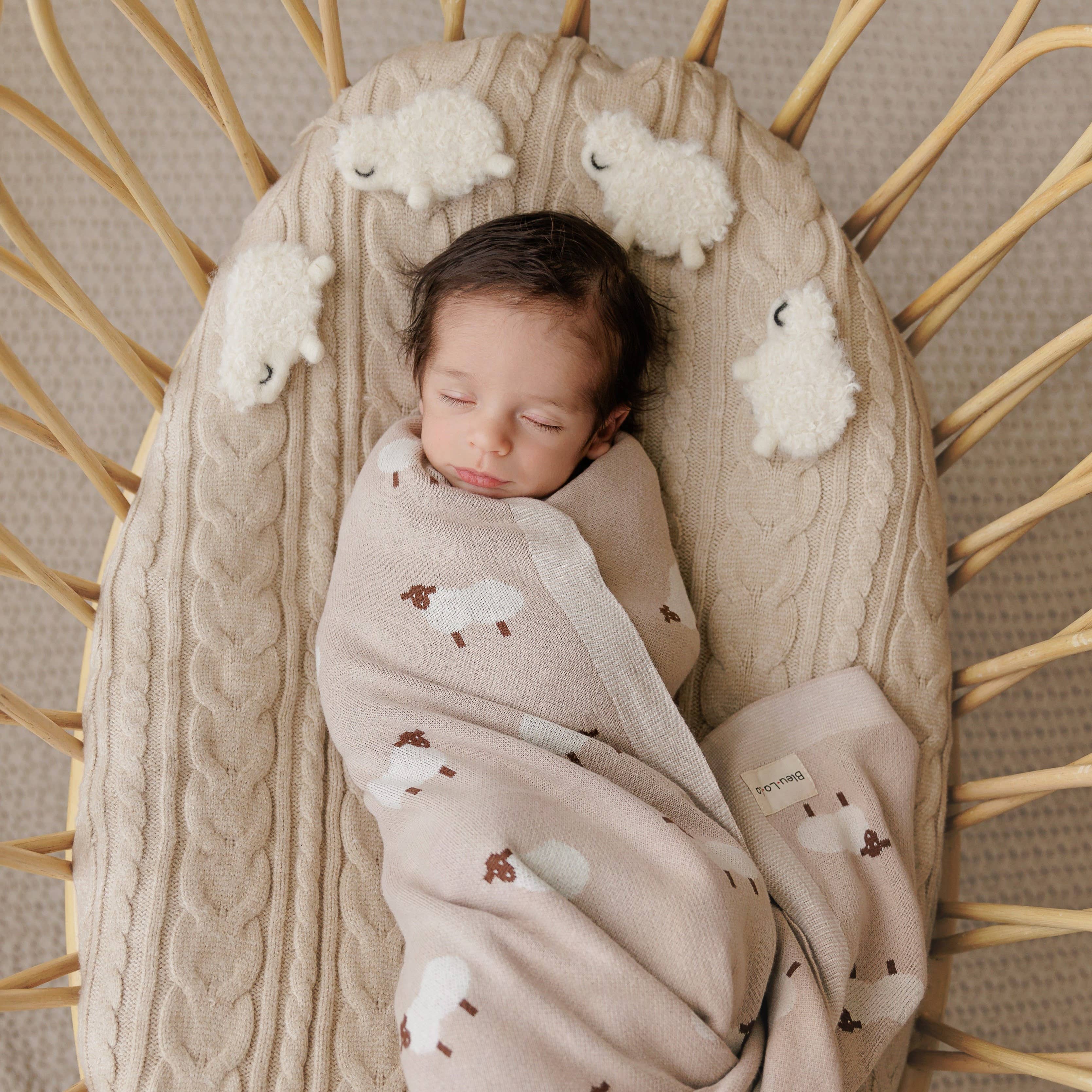 100% Luxury Cotton Swaddle Baby Blanket - Sheep Design