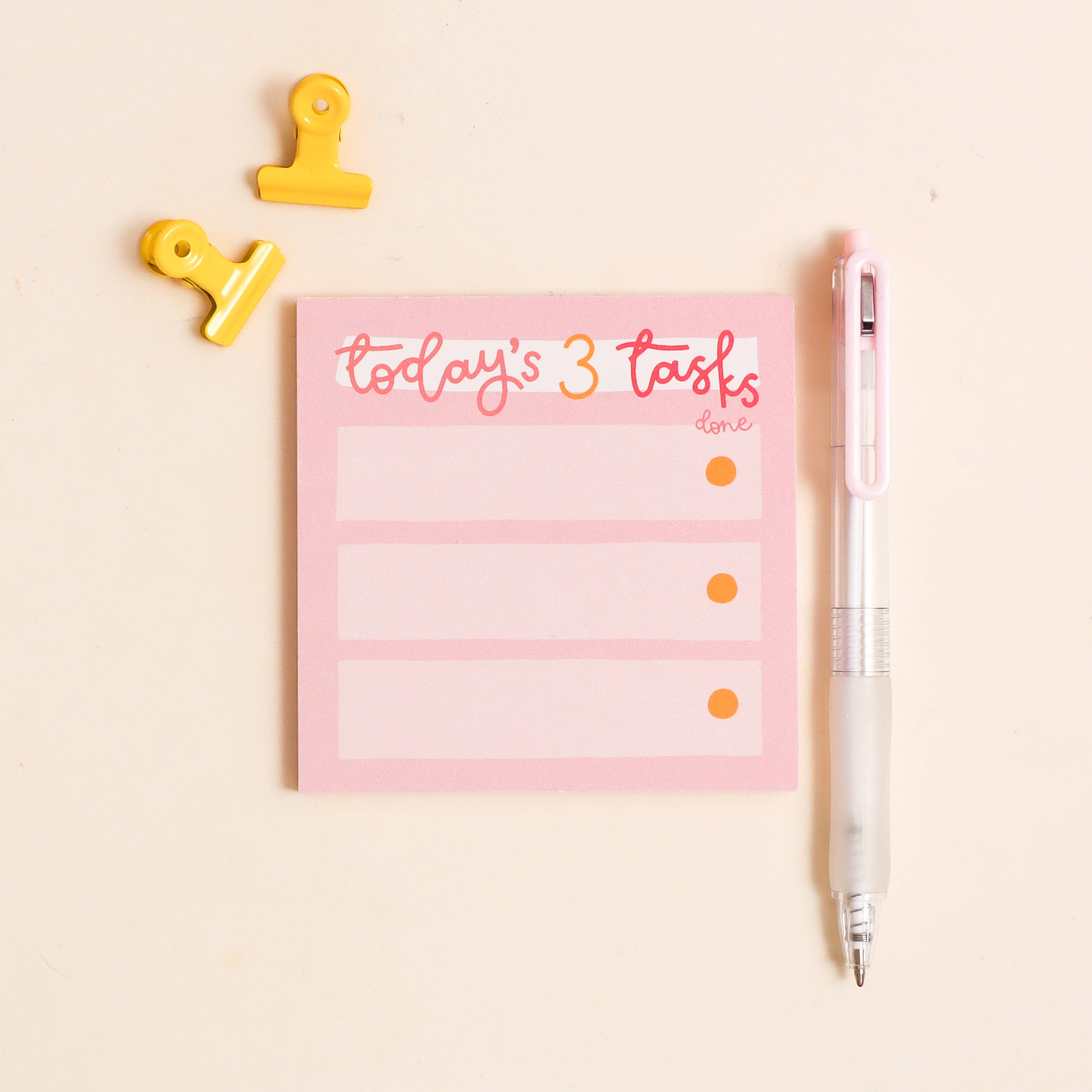 Memo pad - today's 3 tasks