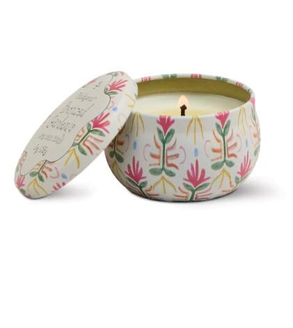 Tulip Printed Tin Candle - Bronzed Gardenia