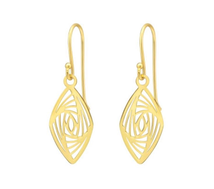 Rhombus Shaped Sterling Silver Earrings