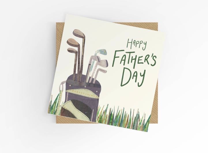 Father's Day card, Golf Bag and Clubs