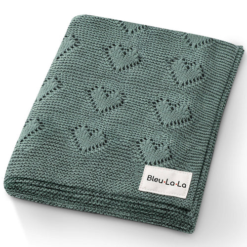 Cotton swaddle baby blanket with hearts
