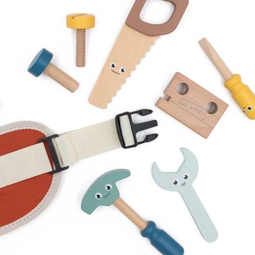 Jumini Wooden Tool Belt Play Set (3 Years+) | Kids Role Play Tool Set