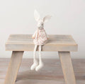 Sitting Bunny Decoration – Fabric Rabbit with Dangly Legs & Floral Dress (Easter/Spring Décor)
