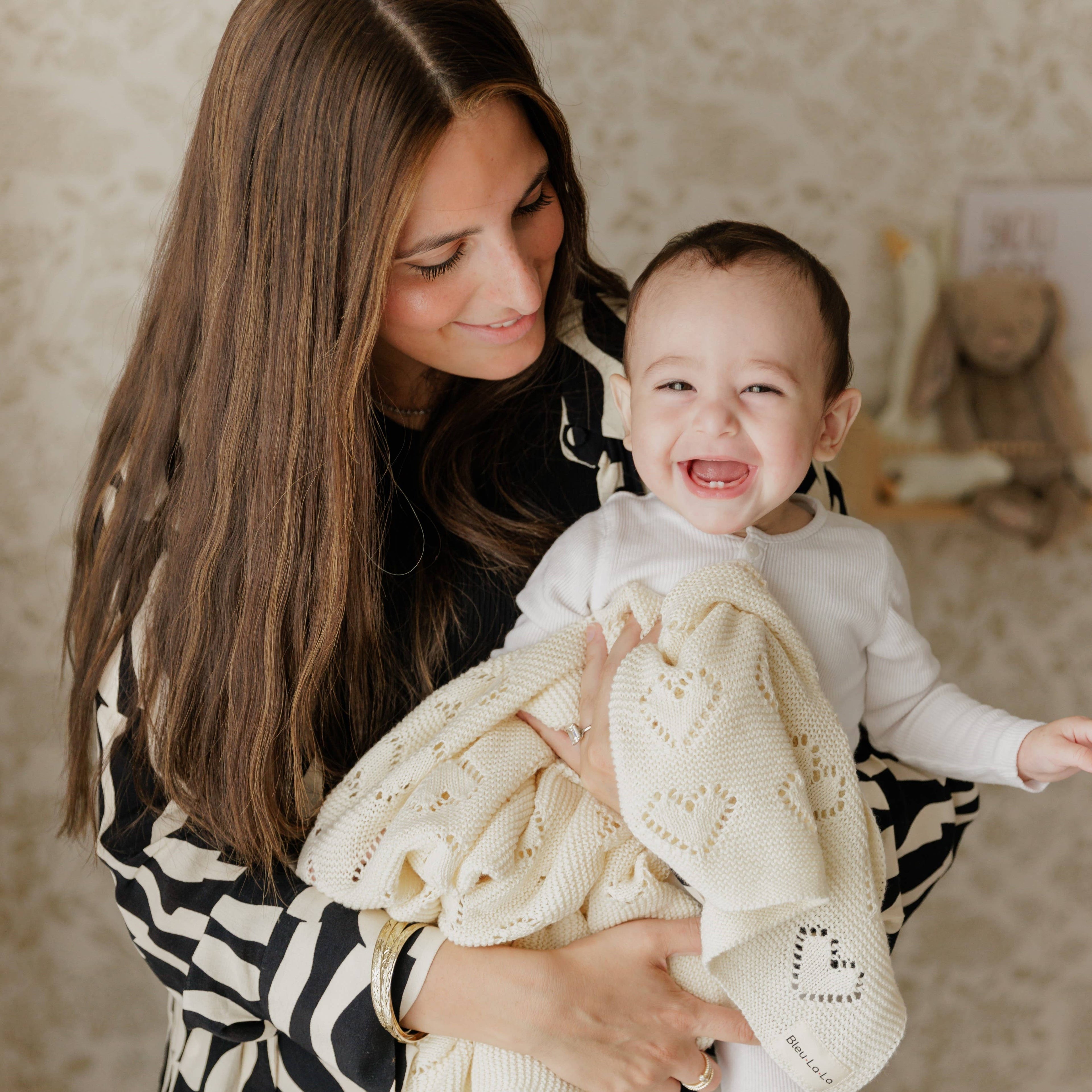 100% Luxury Cotton Receiving Swaddle Baby Blanket - Heart
