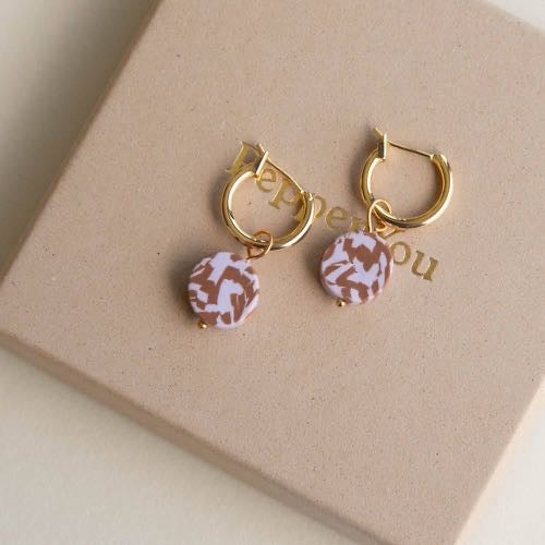 Circle Charm Hoop Earrings by Pepper You