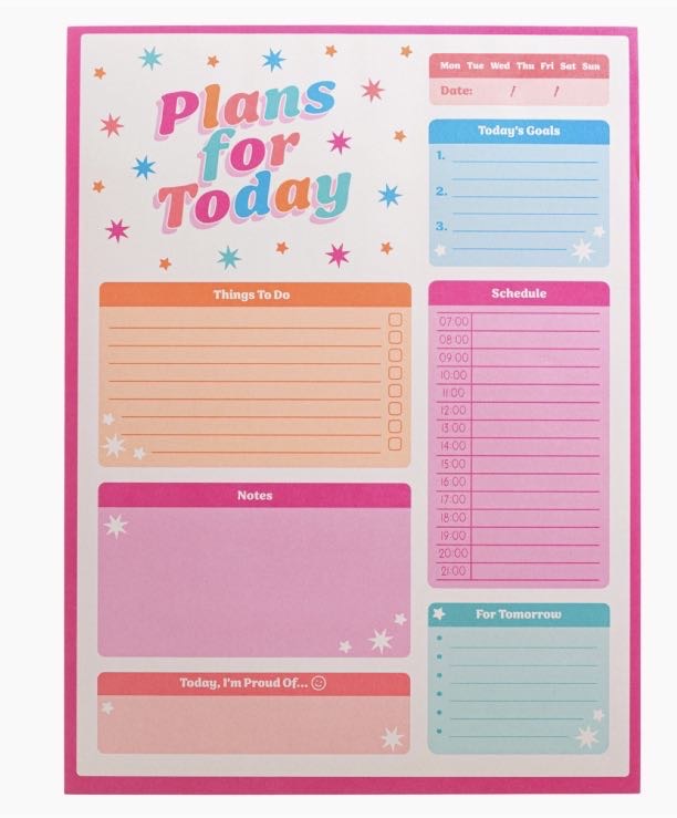 Plans For Today Positivity List Pad - Sass & Belle