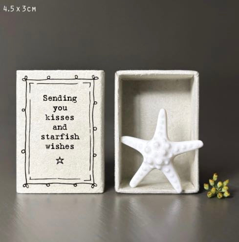 Sending you kisses and starfish wishes matchbox by east of india 
