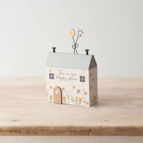 This is our happy place wooden block house