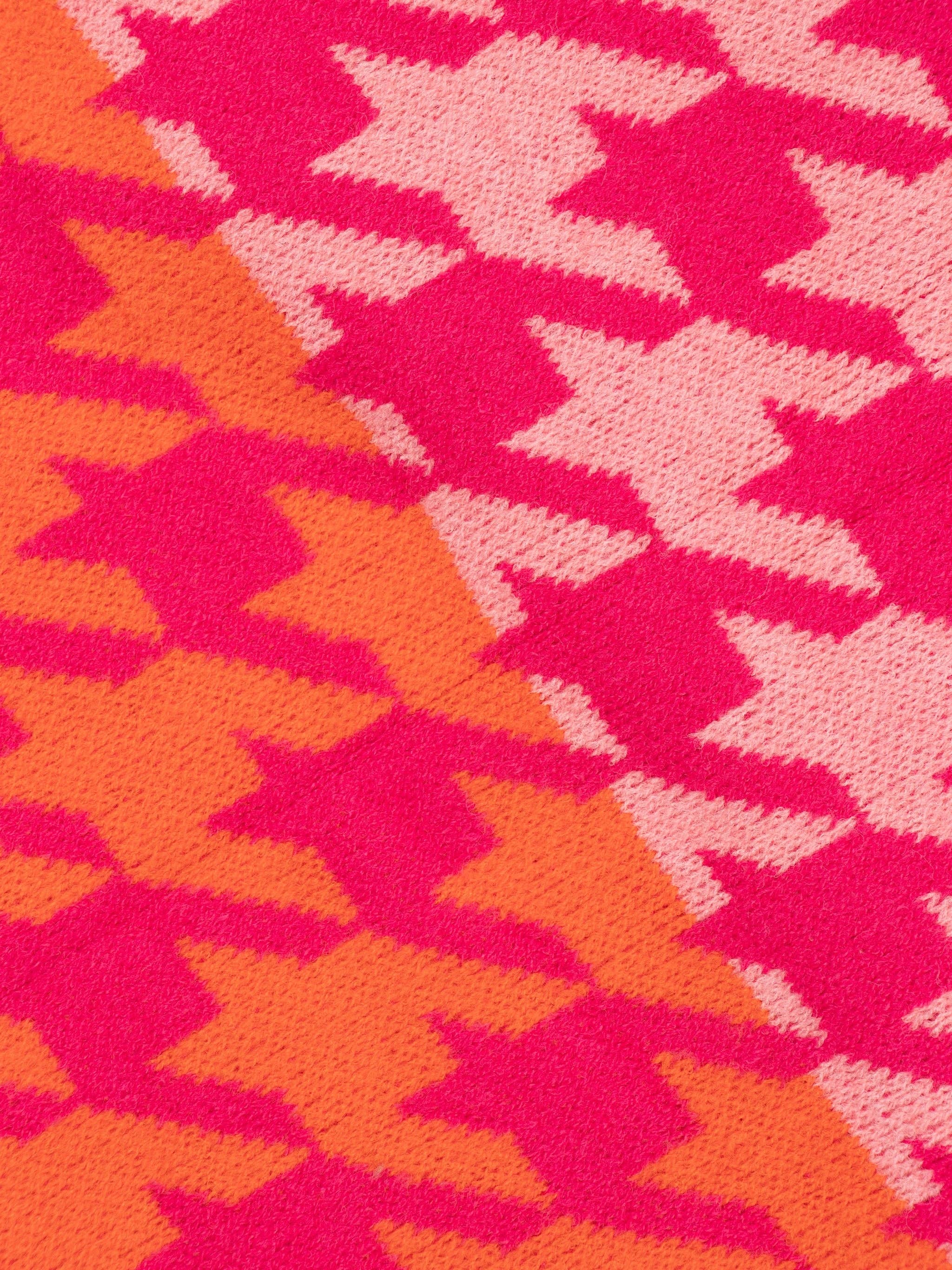 Fuchsia/Orange & White Houndstooth Heavyweight Scarf