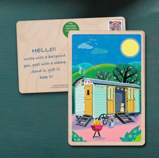 Shepherd's Hut Wooden Postcard - The Wooden Postcard Company