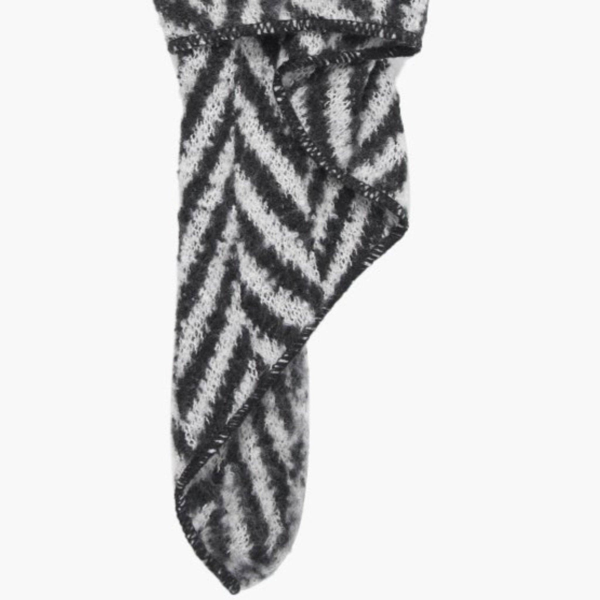 Black/White Asymmetric Chevron Heavyweight Scarf