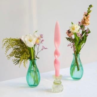 Small Light Green Glass Candle Holder