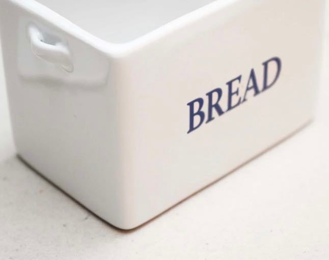 Cowfield Design Mini White Ceramic Bread Bin | Small Kitchen Storage with Lid