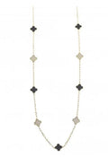Black & Gold Clover Long Gold Plated Necklace