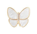 White butterfly magnetic brooch 35mm gold tone
