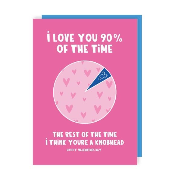 Love You 90% Of The Time Valentine's Day Card-Lucy Maggie Designs