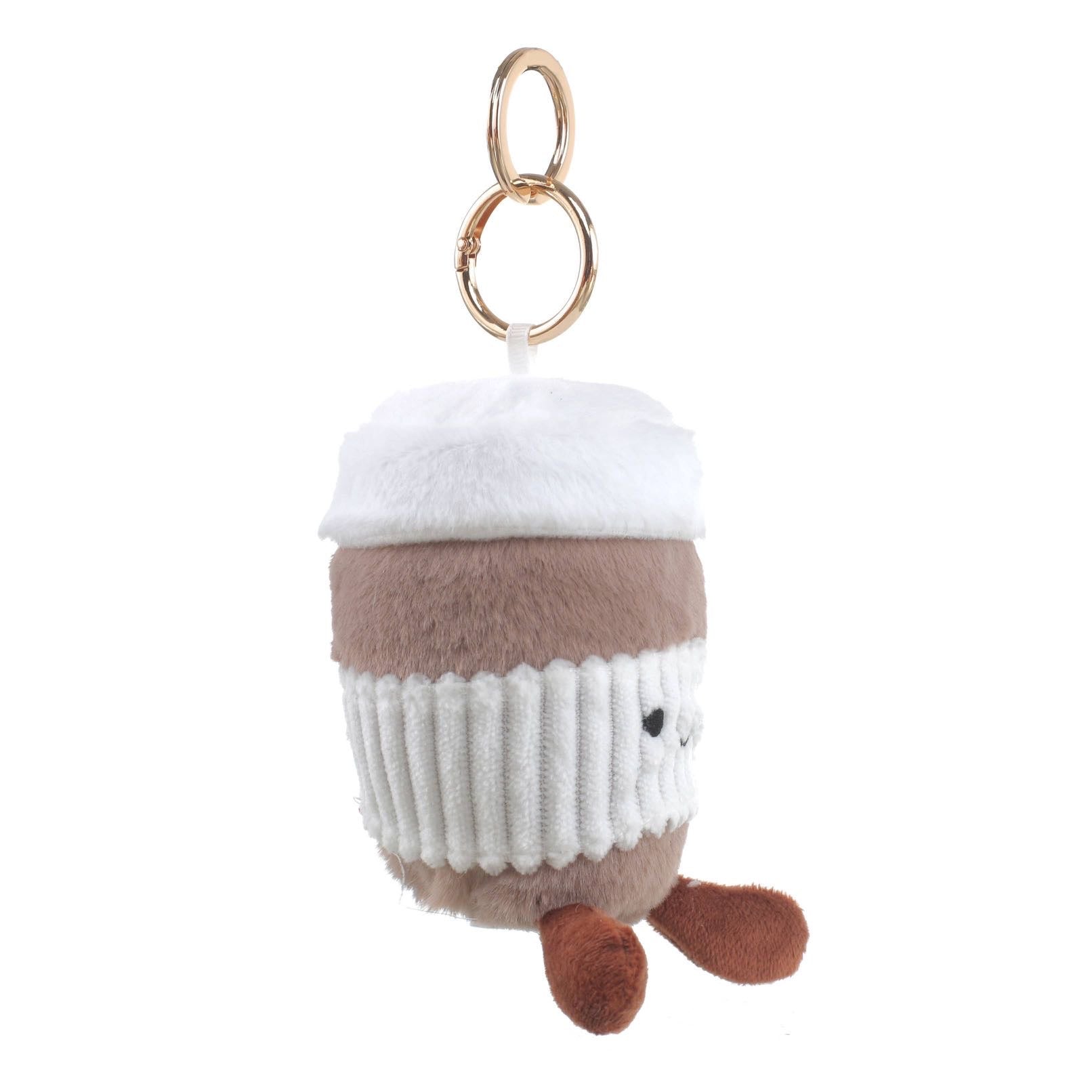 Bessie London Coffee Cup Plush Keyring | Cute Bag Charm