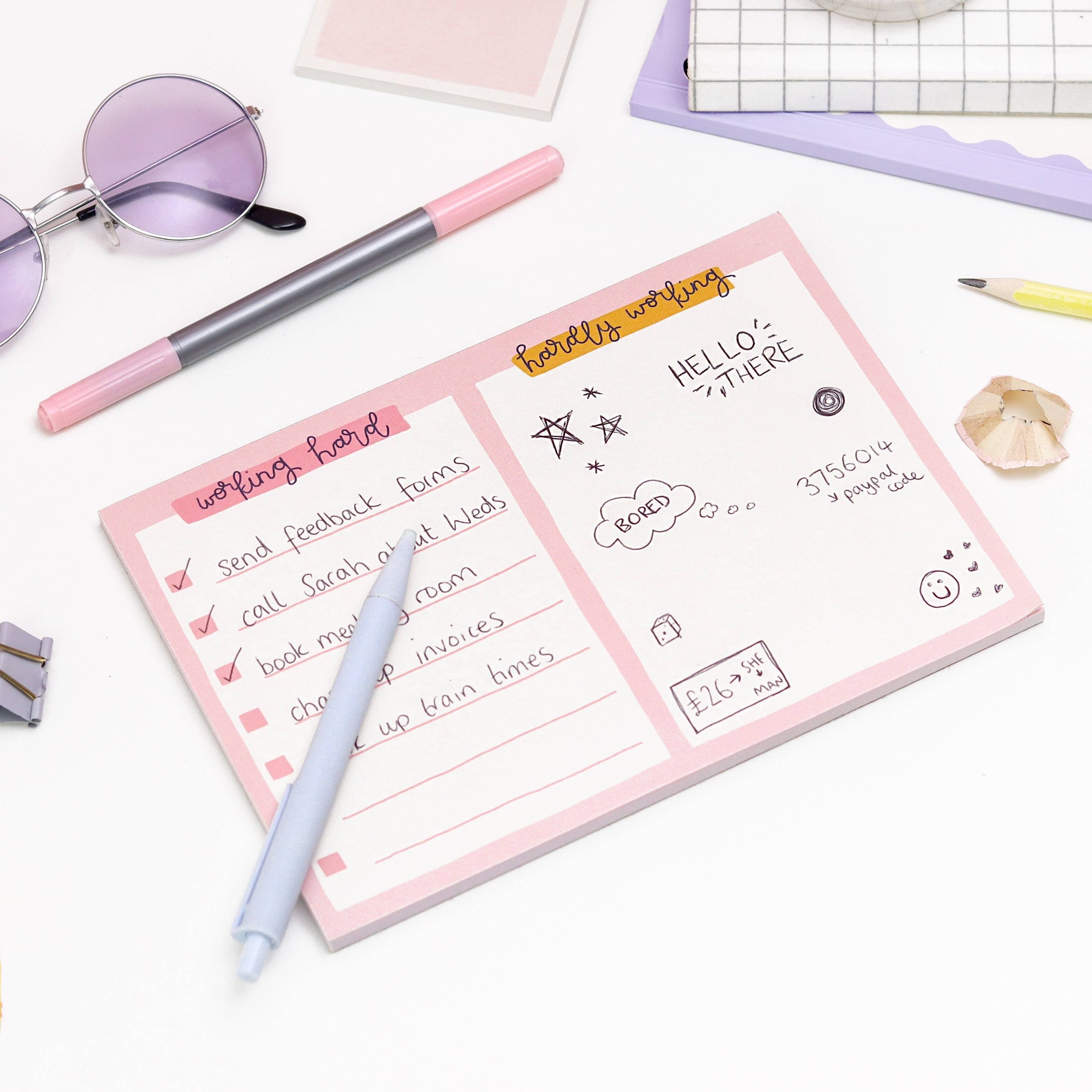 A5 notepad - working hard, hardly working