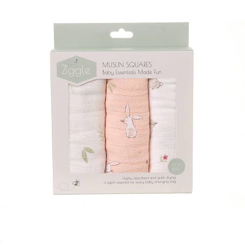 Bunnies Muslin Set Of 3 In Gift Box