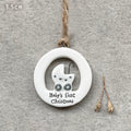 Baby's First Christmas Cut Out Porcelain Hanger - East Of India