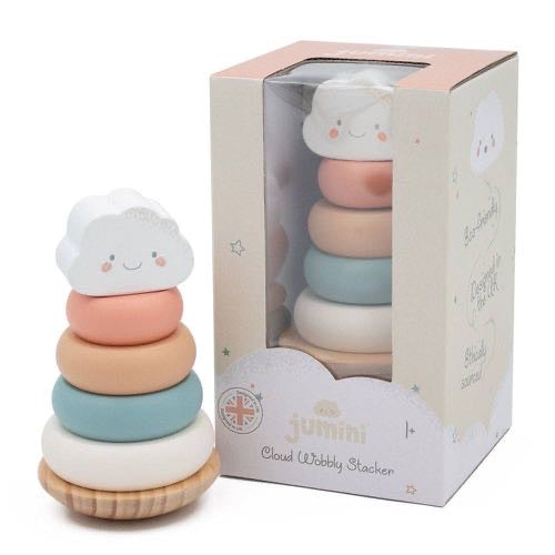 Jumini Cloud Wobbly Stacker Toy| Pastel Wooden Toy (1+)