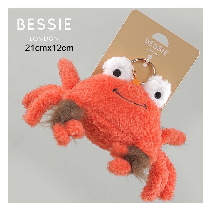 Bessie London crab plush keyring bag charm with big eyes (21cm x 12cm)