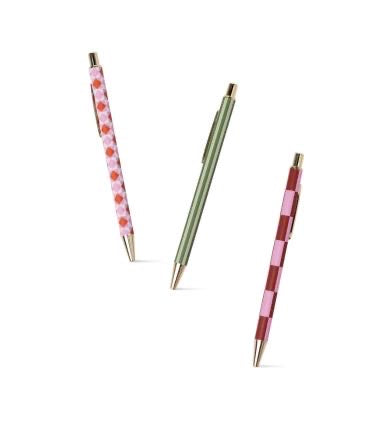 SET OF 3 PENS - DIAMOND, STRIPE, CHECK