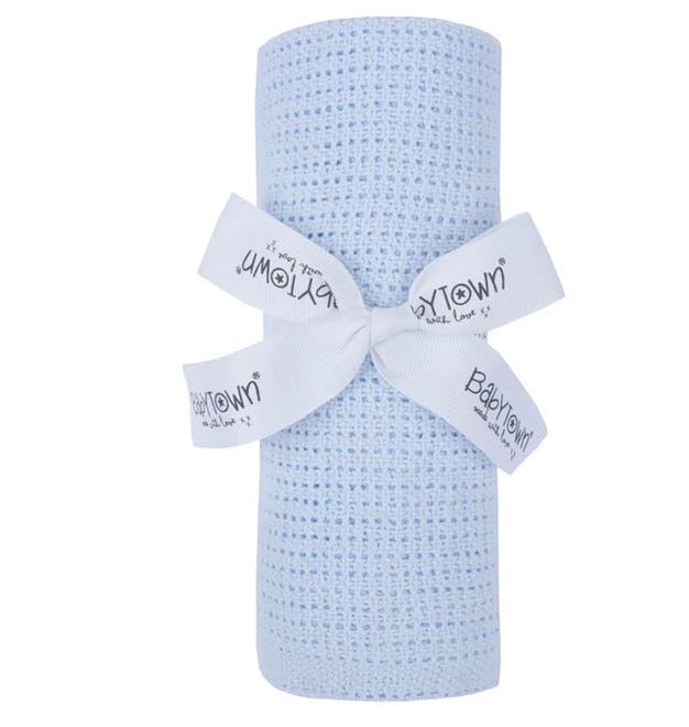 Cellular Cotton Baby/Cot Blanket - Baby blue colour