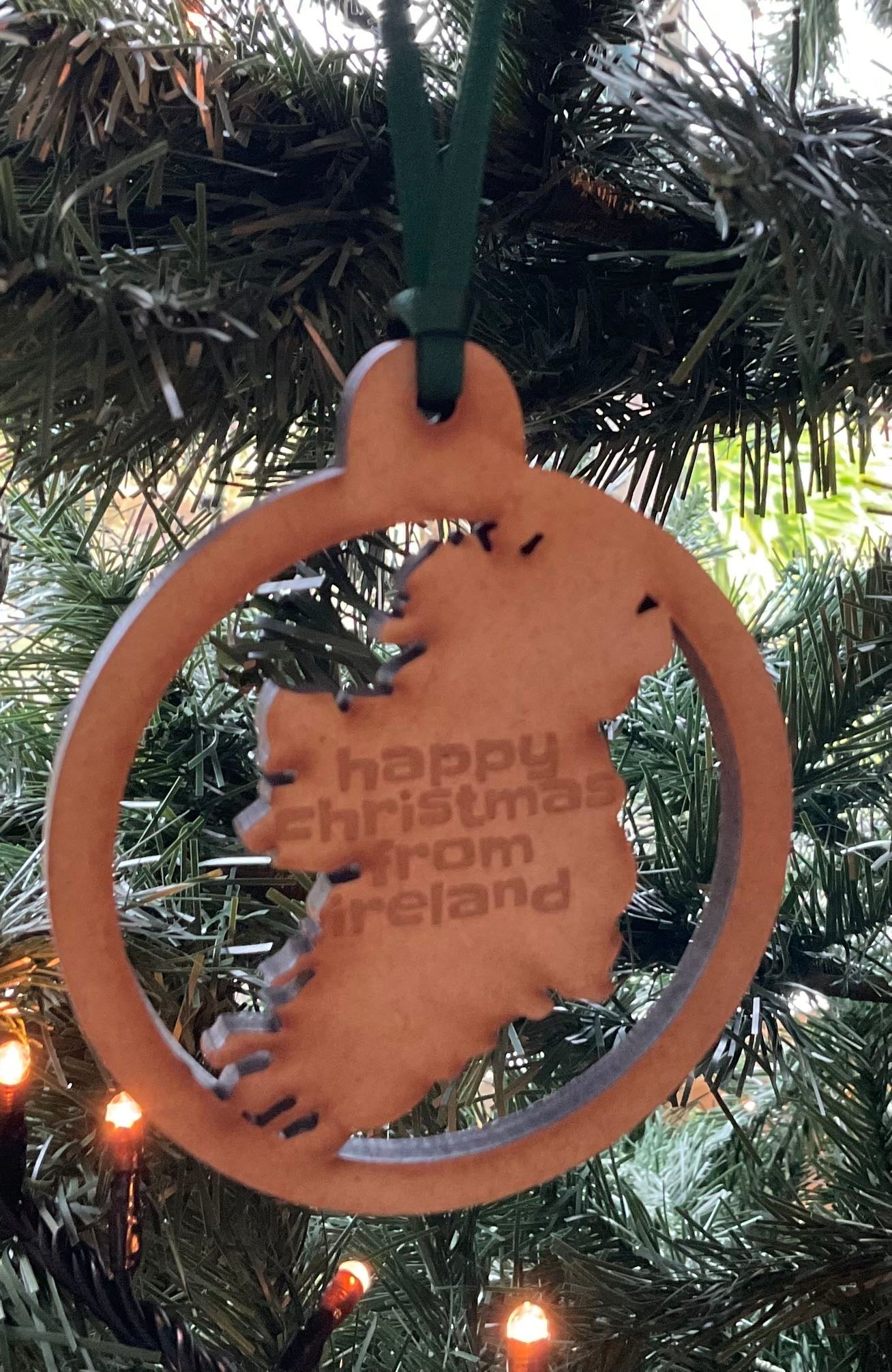 Happy Christmas From Ireland Wooden Bauble
