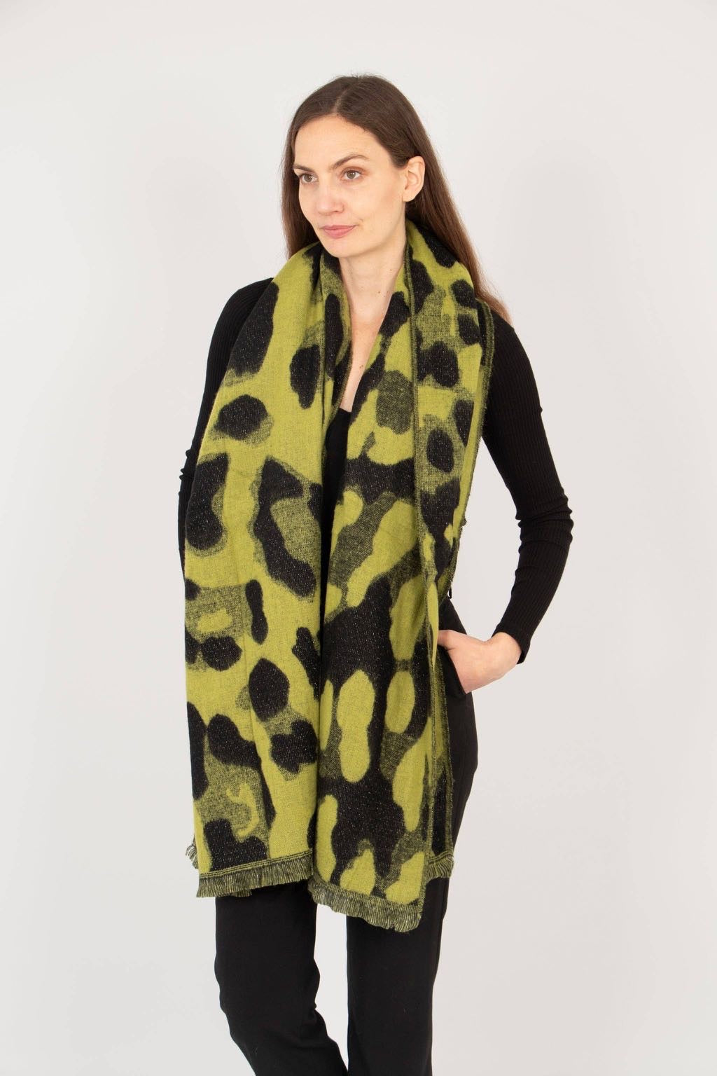 Lime Leopard Print Heavyweight Scarf