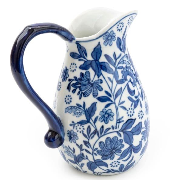 Sumatra Blue & White Large Ceramic Jug 9"