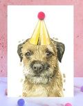 Border Terrier Pompom Birthday Card