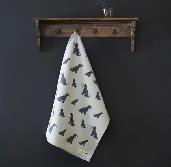 grey schnazer tea towel