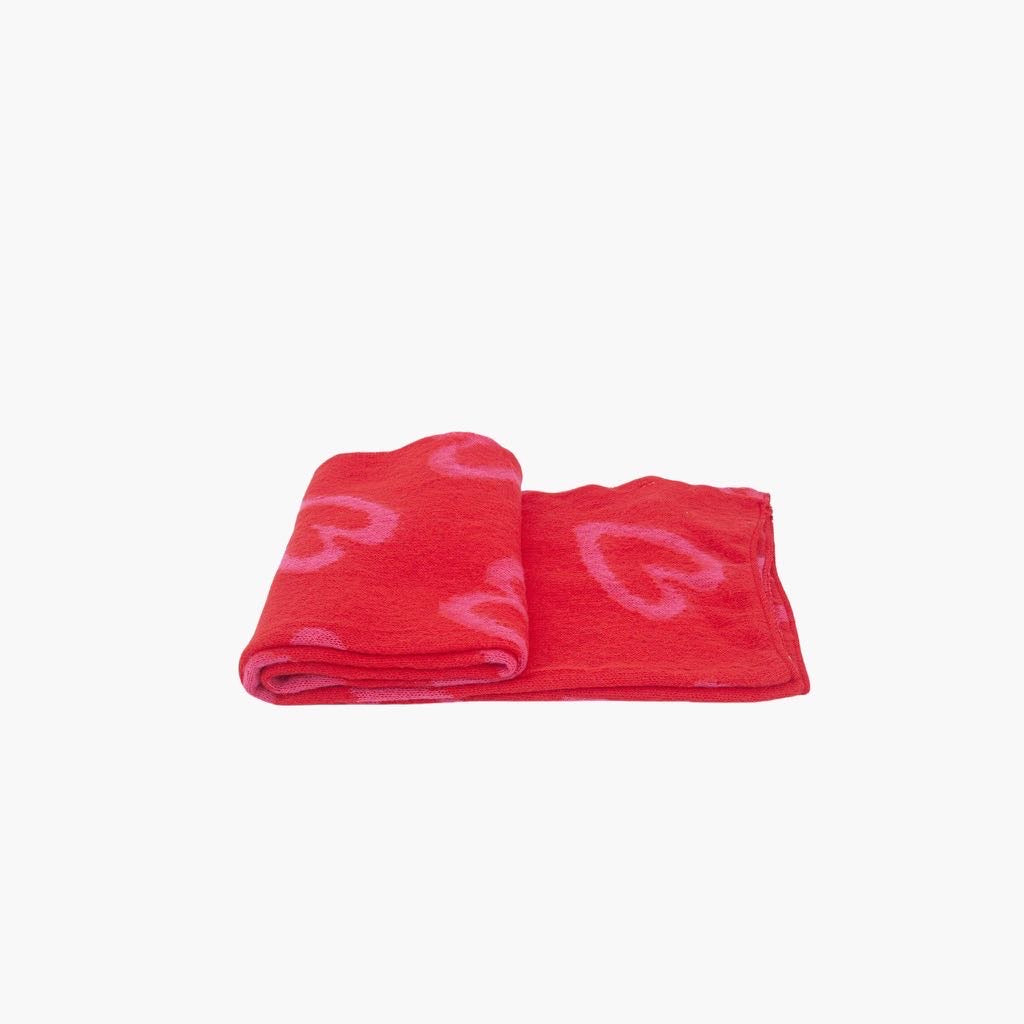Red/Pink Sketched Hearts Heavyweight Scarf
