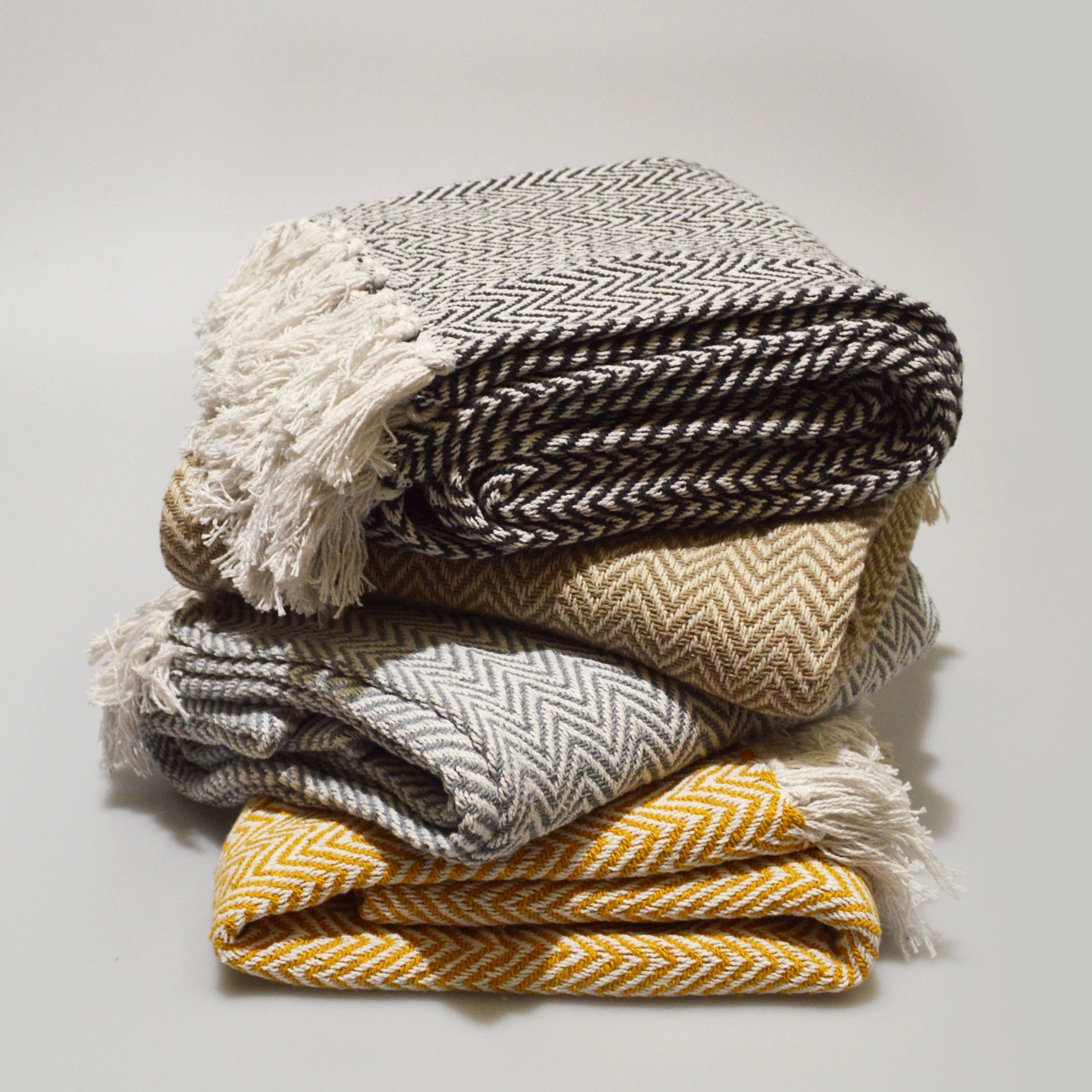 Audley Cotton Chevron Herringbone Throw - 100% Cotton