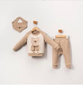 Baby boys beige two piece teddy bear sweatshirt and joggers outfit set 9-24 months