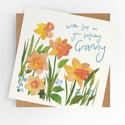 Granny With love on your birthday card, daffodils