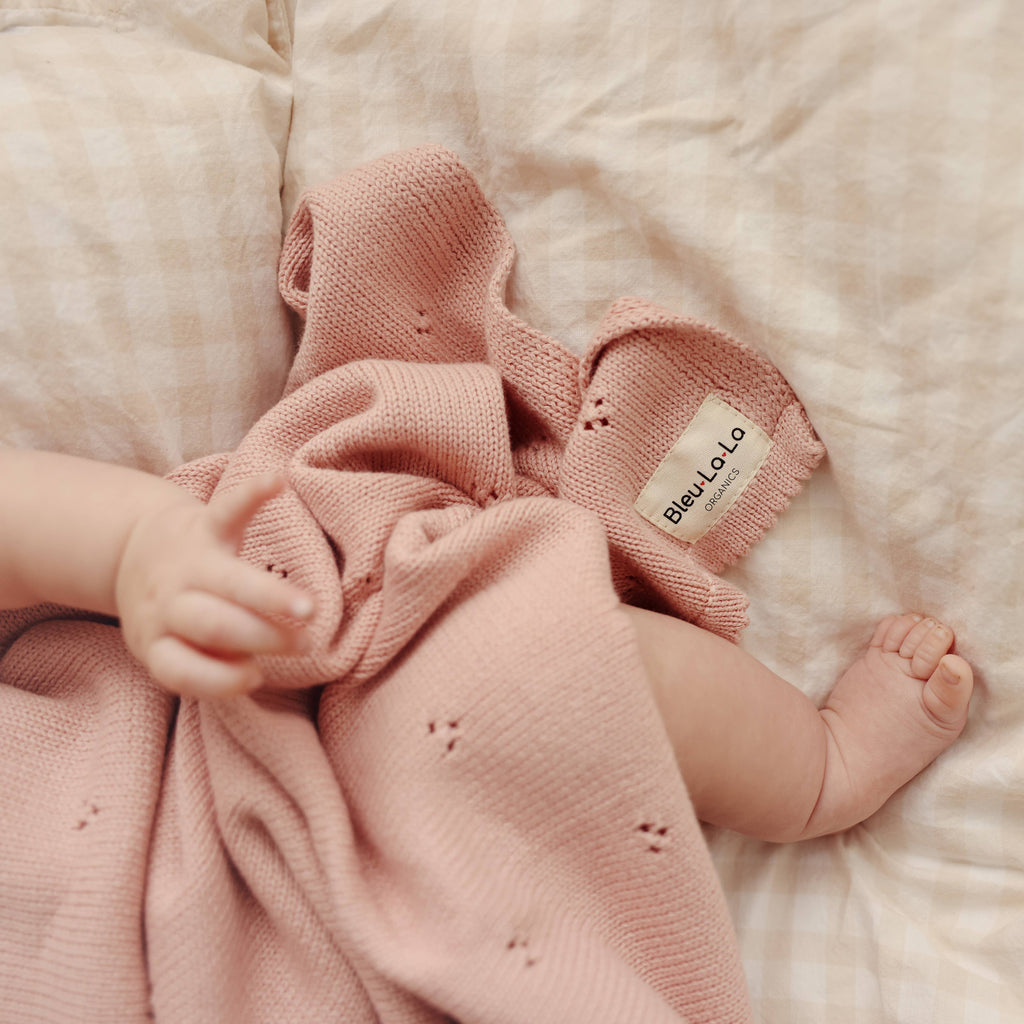 100% Organic Cotton Pointelle Swaddle Receiving Baby Blanket