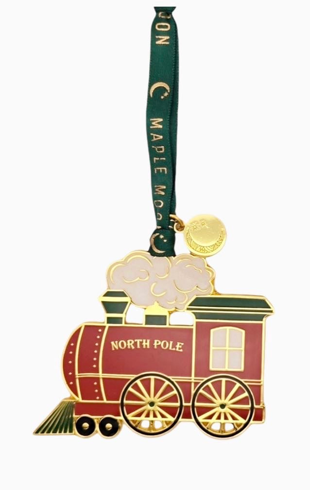 Train Gold Enamel Christmas Decoration 