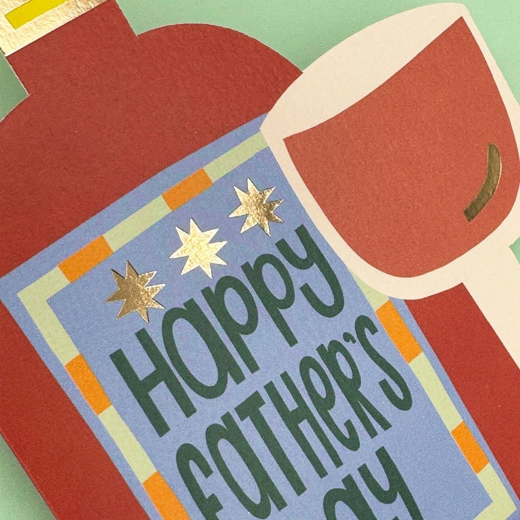 Happy Father’s Day Card | Wine Bottle & Glass Father’s Day Greeting Card
