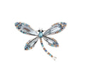 “Blue crystal dragonfly brooch pin 37mm wide”