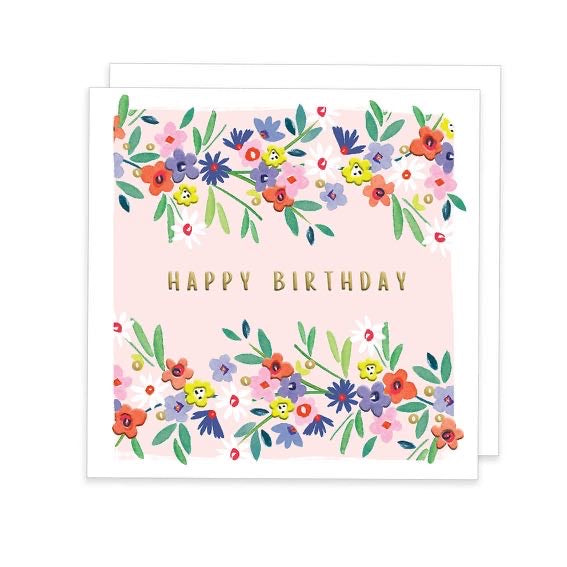 Happy Birthday Ditsy Pattern Greeting Card