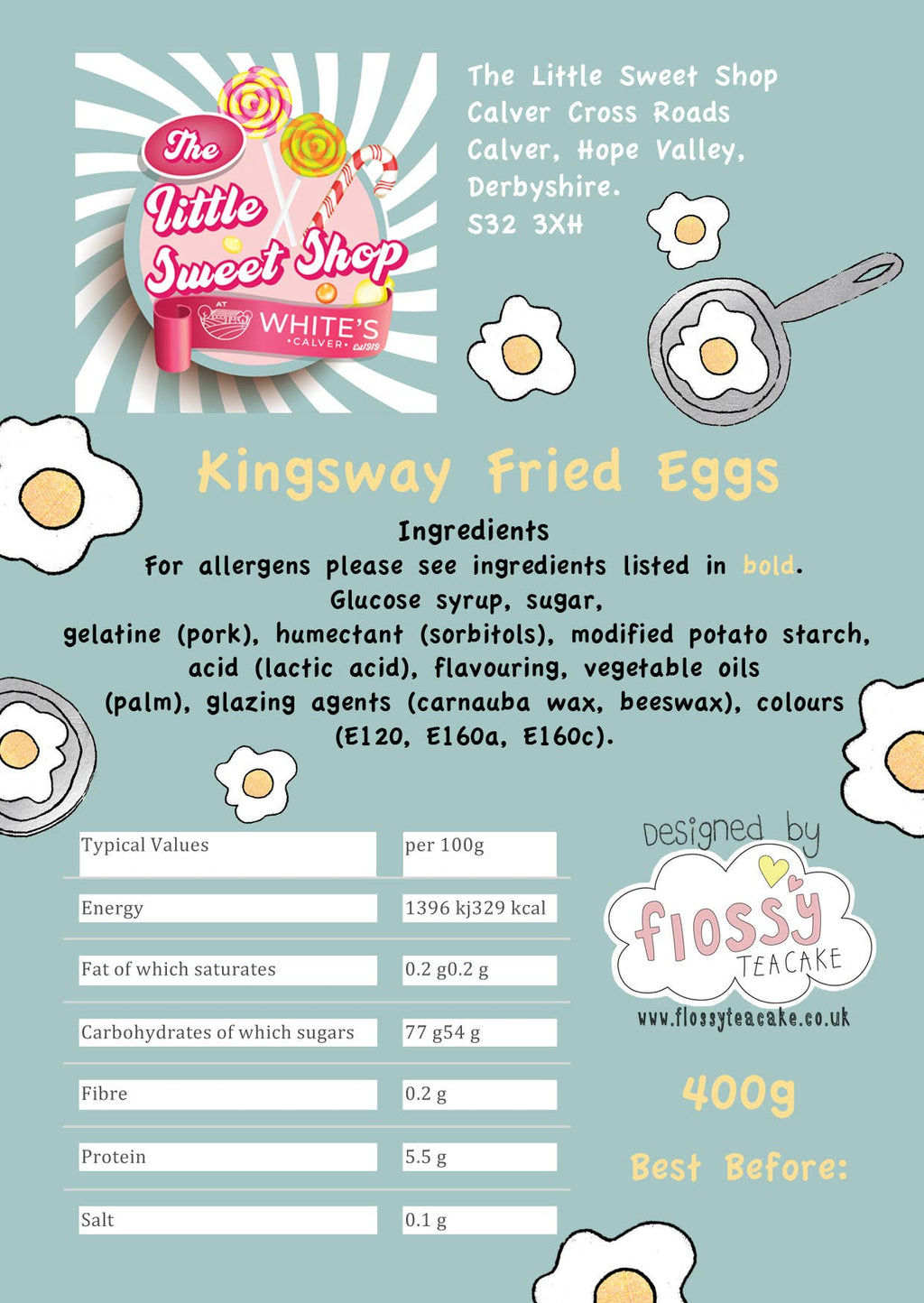 Flossy Teacake Good Egg Sweet Bag (400g) | Fried Egg Gummies | Funny Gift