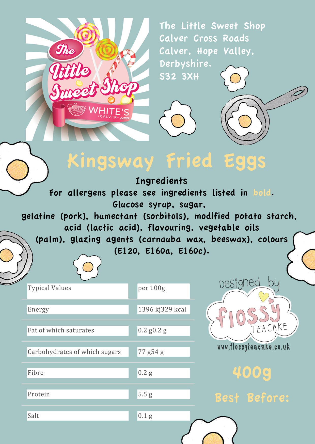 Flossy Teacake Good Egg Sweet Bag (400g) | Fried Egg Gummies | Funny Gift