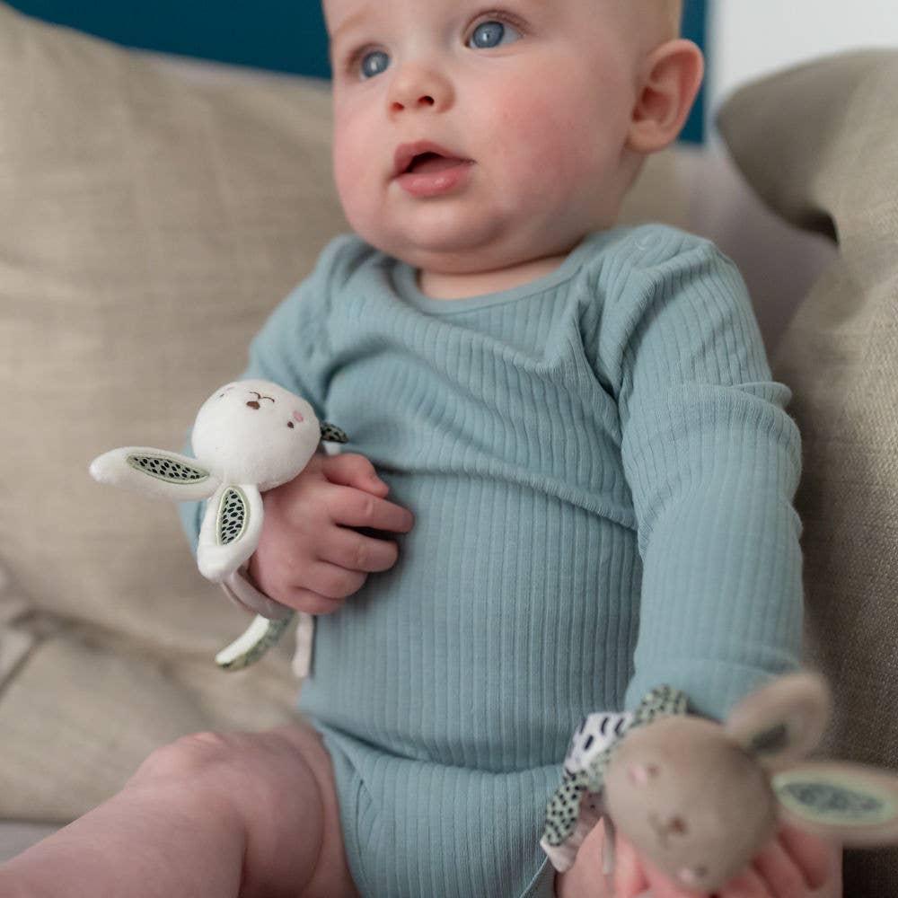 Ziggle Plush Wrist Rattles – Bunny Baby Sensory Toys (Pair)