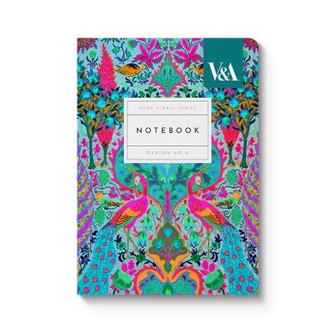Neon Floral Peacock Floral A5 Premium Paperback Notebook