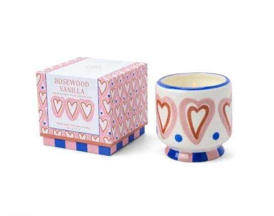 Adopo 8 oz./226g Hearts Ceramic Candle - Rosewood Vanilla